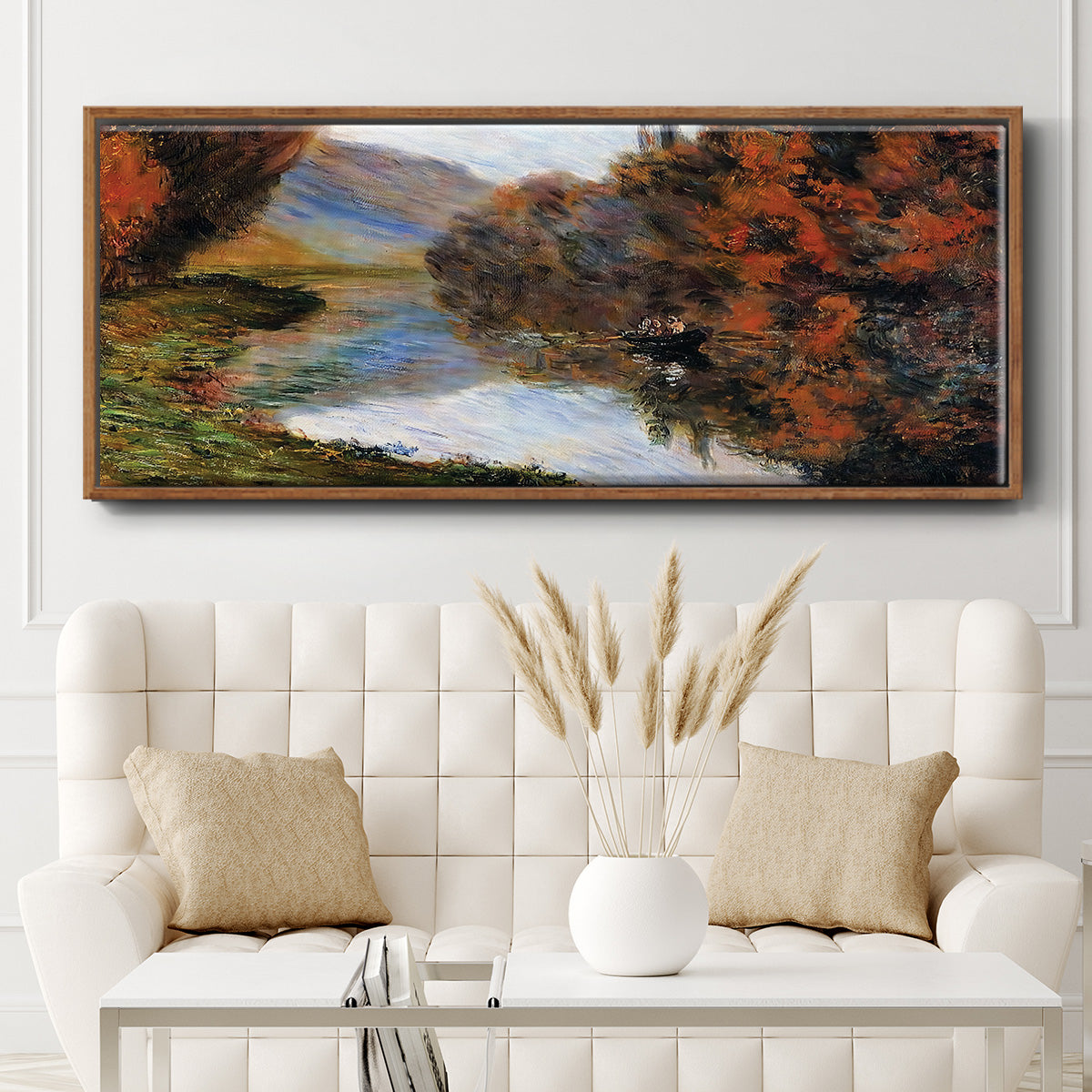 Rowboat on the Seine at Jeufosse, 1884 - Floater Framed Canvas Print