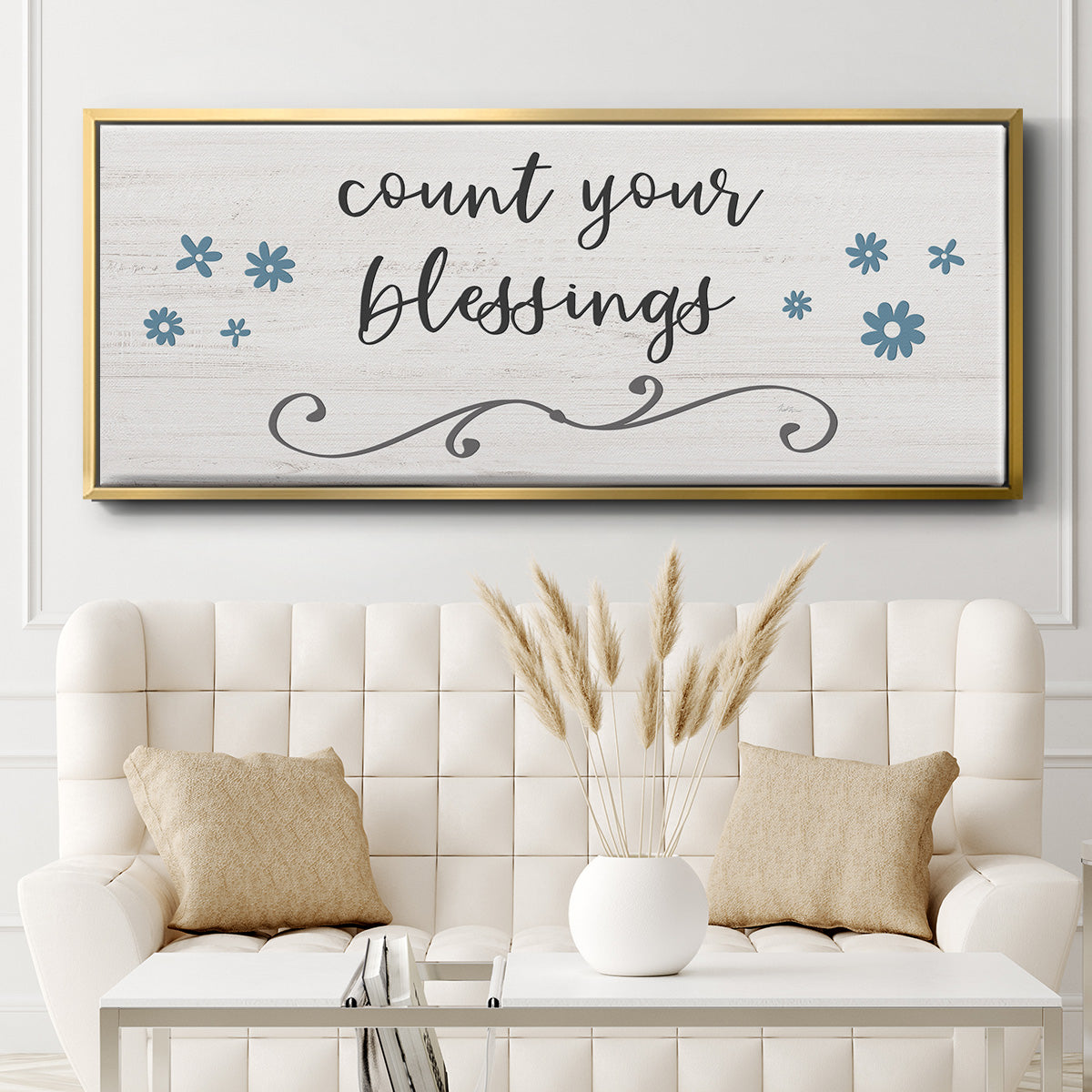 Count Blessings - Floater Framed Canvas Print