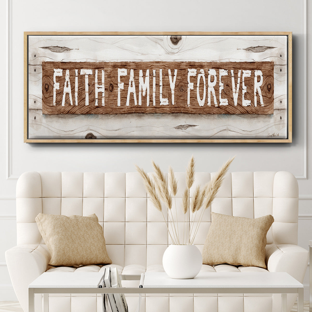 Faith Family Forever - Floater Framed Canvas Print