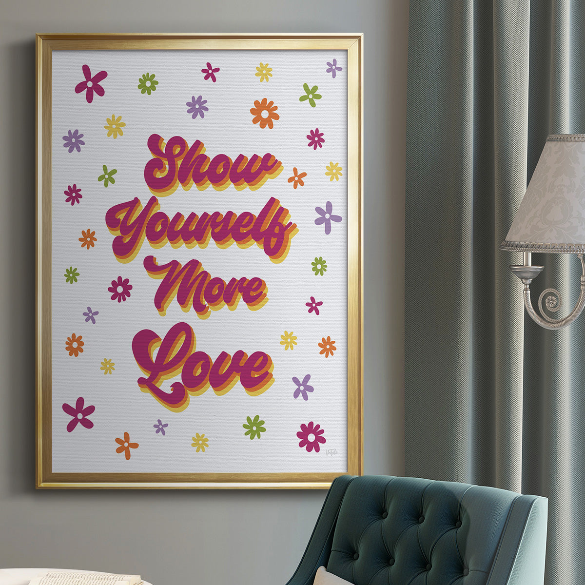 Show Yourself More Love - Modern Framed Canvas Print