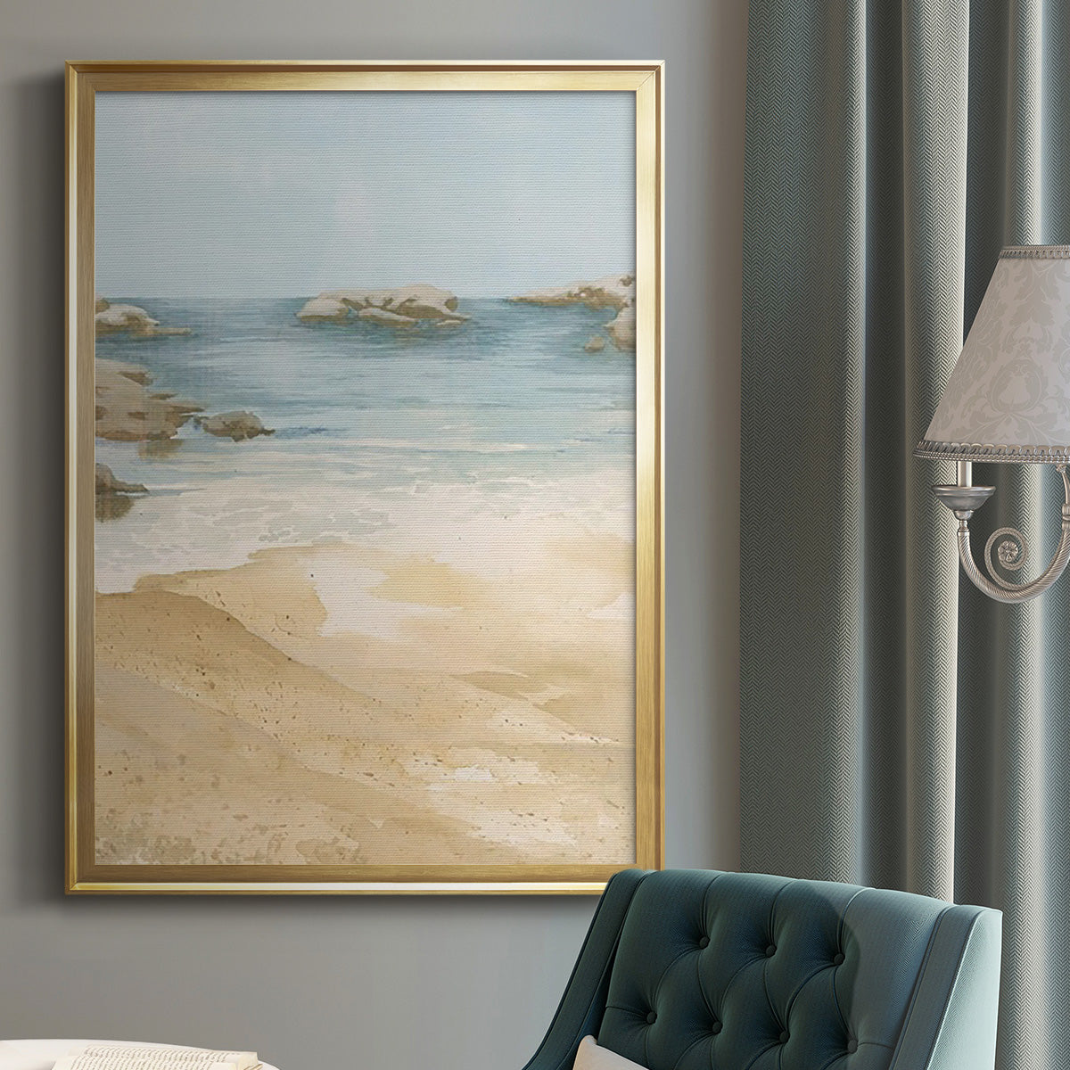 Tranquil Beach I - Modern Framed Canvas Print