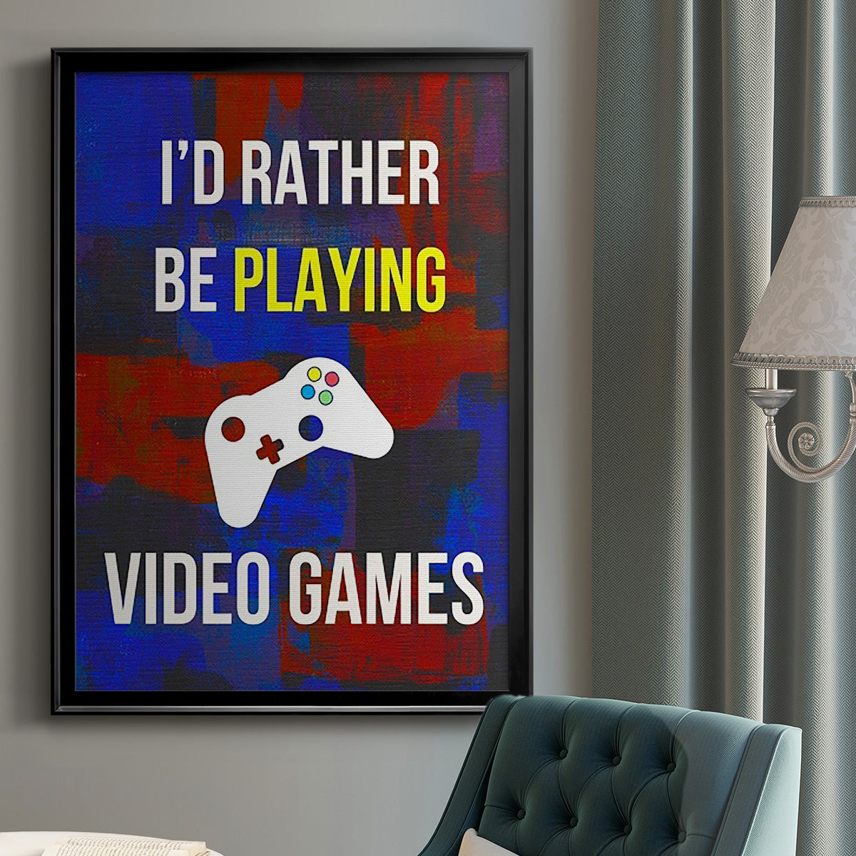 Gamer at Play III - Modern Framed Canvas Print