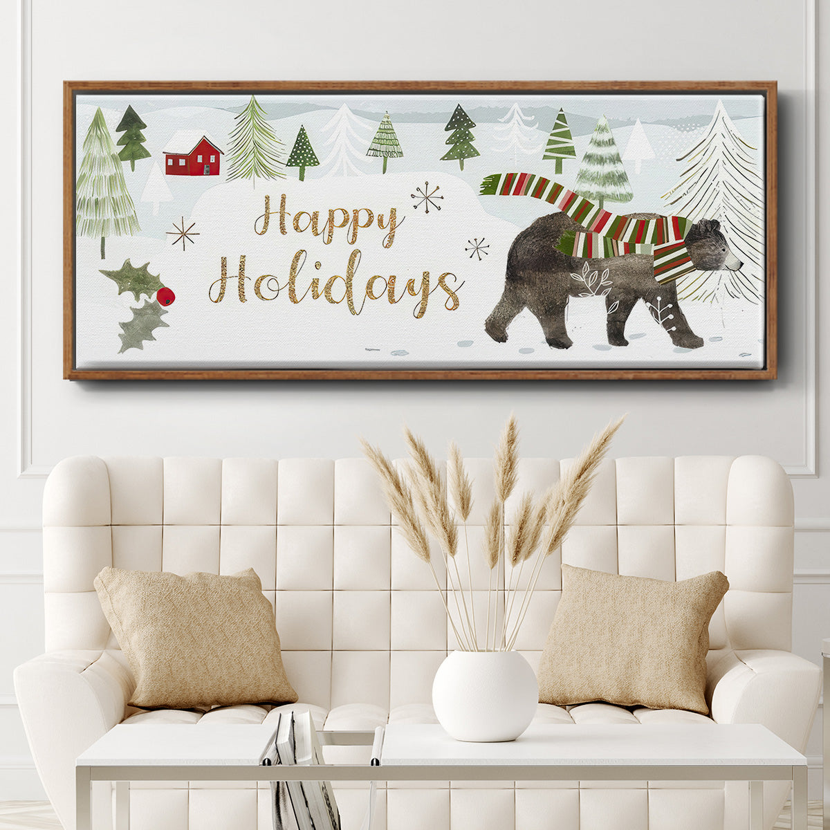 Woodland Christmas Collection D - Floater Framed Canvas Print