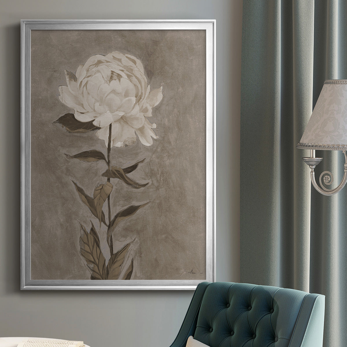 Pretty As A Peony I - Modern Framed Canvas Print