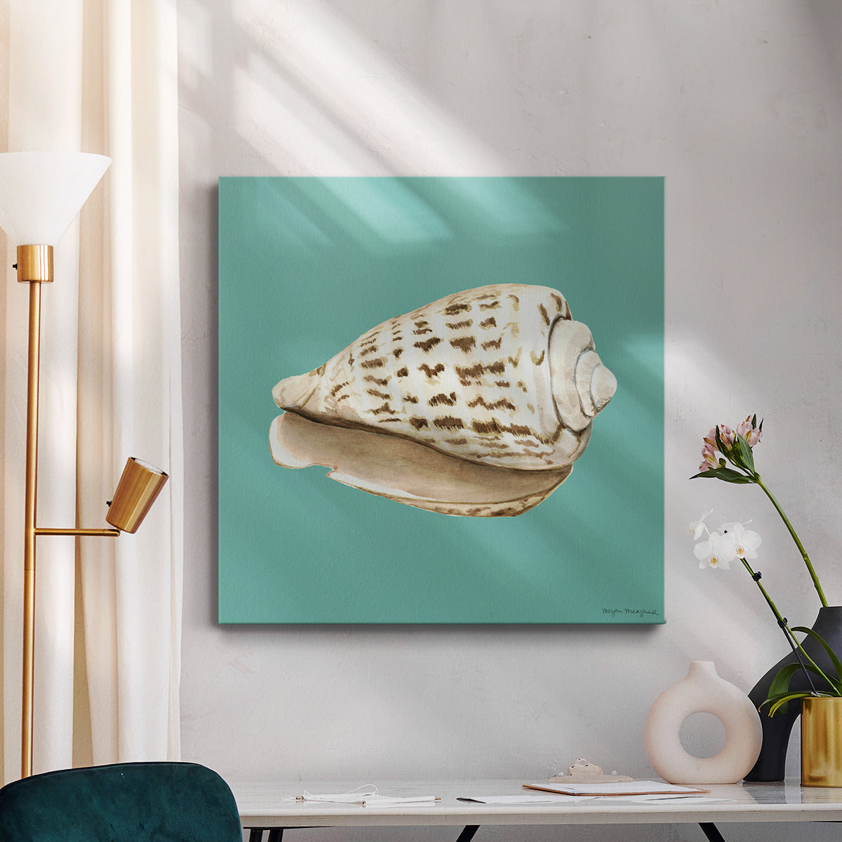 Shell on Aqua II - Canvas Art Print