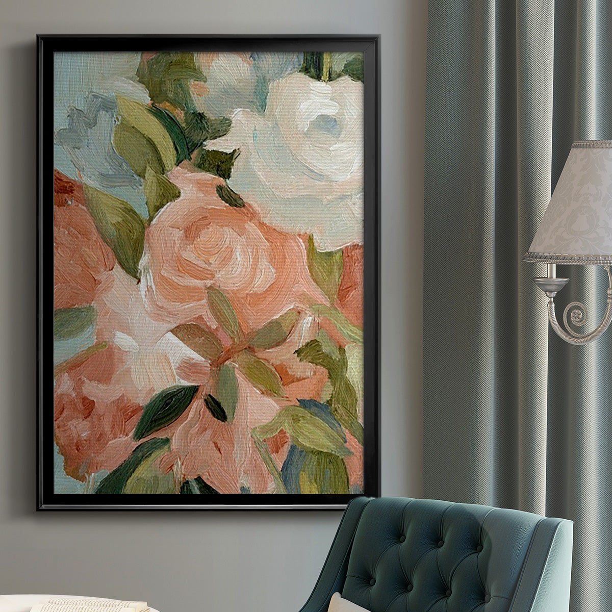 Bouquet Scatter III - Modern Framed Canvas Print