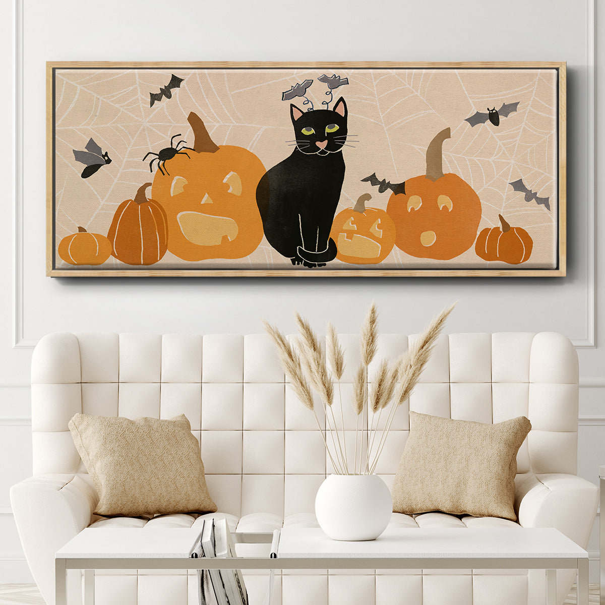 Pumpkin Patch Cats Collection D - Floater Framed Canvas Print