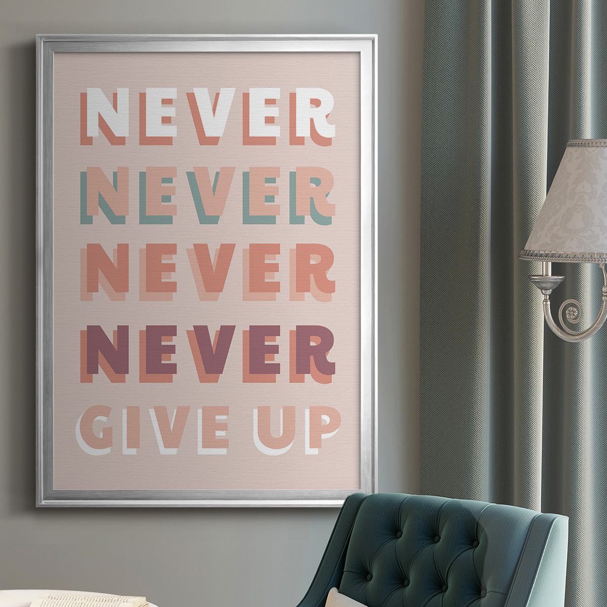 Never Give Up - Modern Framed Canvas Print