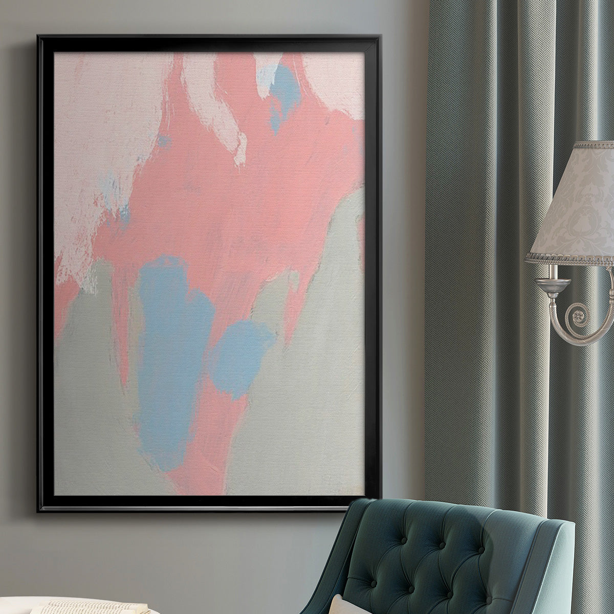 Blushing Abstract III - Modern Framed Canvas Print