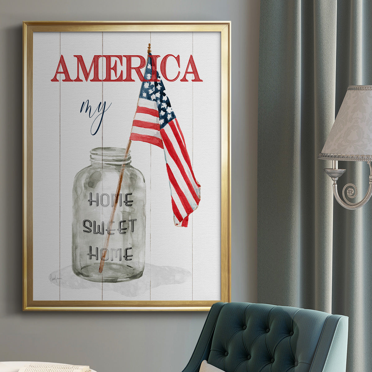 America My Home Sweet Home - Modern Framed Canvas Print