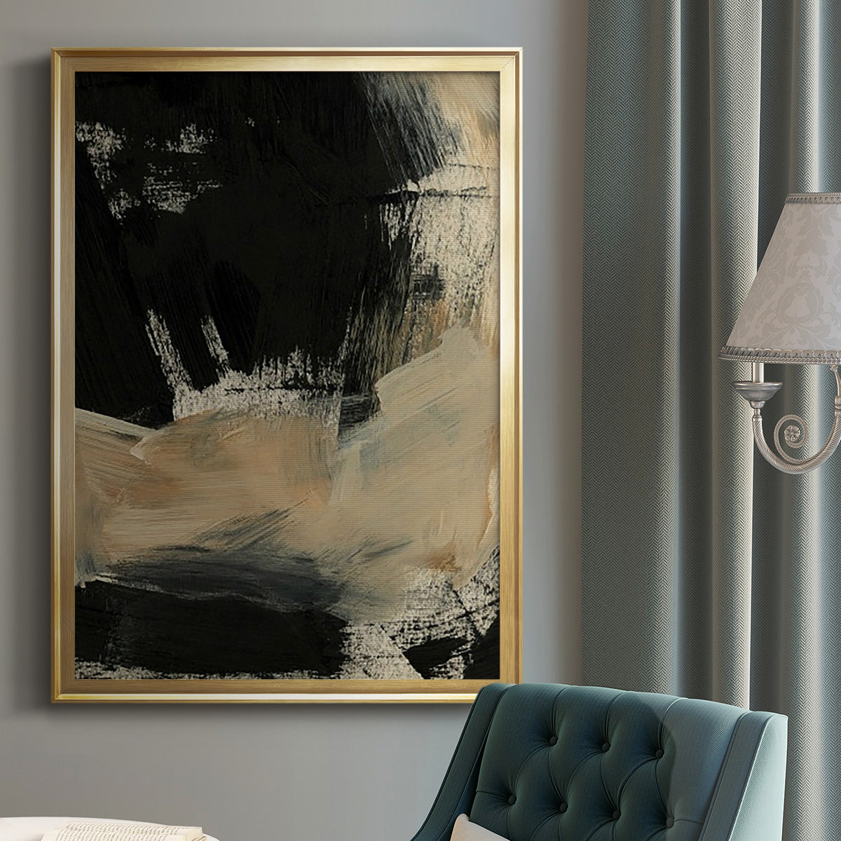 Baked Paintstrokes VI - Modern Framed Canvas Print