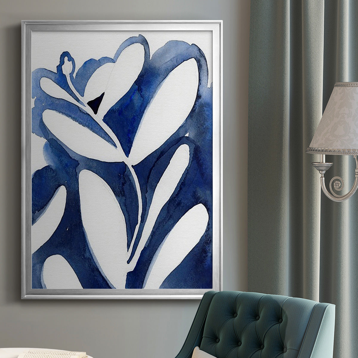 Blue Eucalyptus I - Modern Framed Canvas Print