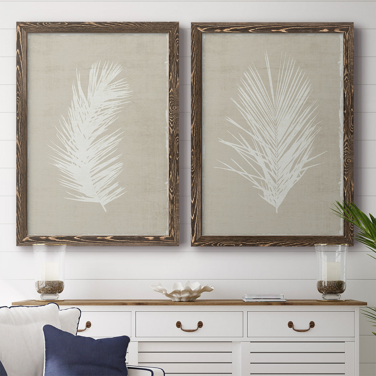 Palm Oasis I   - Premium Framed Canvas 2 Piece Set - Ready to Hang