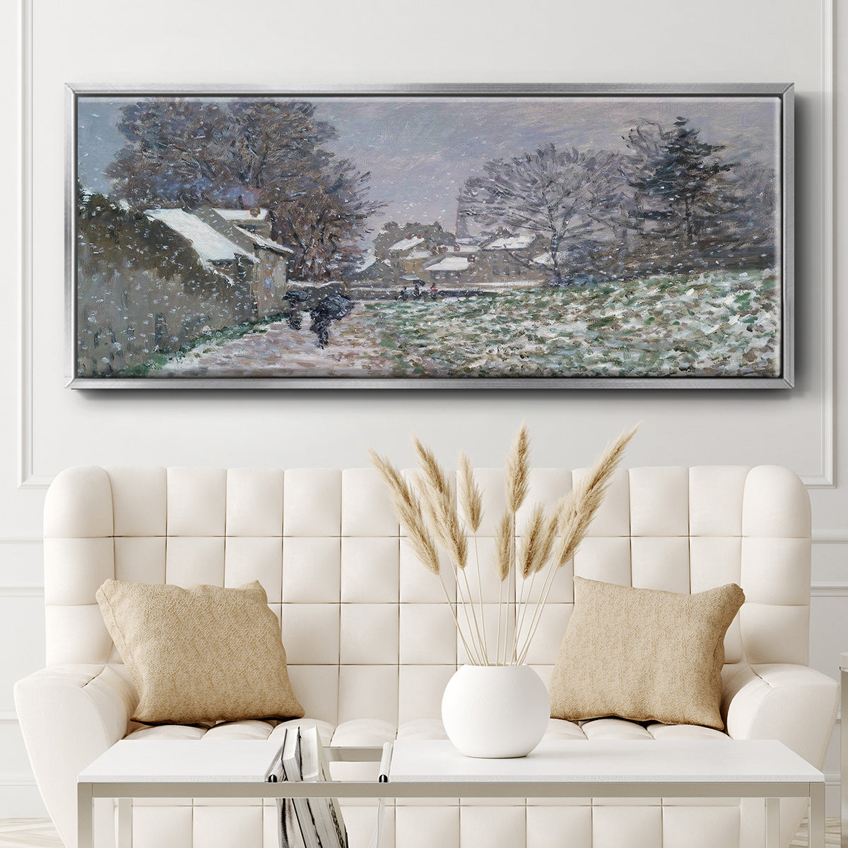 Snow at Argenteuil, 1874 - Floater Framed Canvas Print