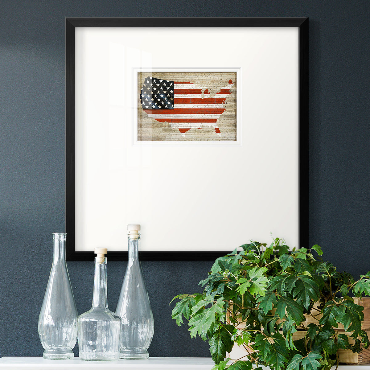 American Flag Premium Framed Print Double Matboard