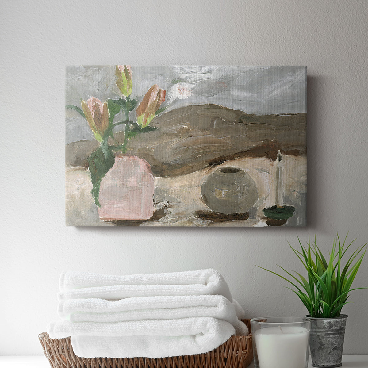 Vase of Pink Flowers V - Canvas Art Print
