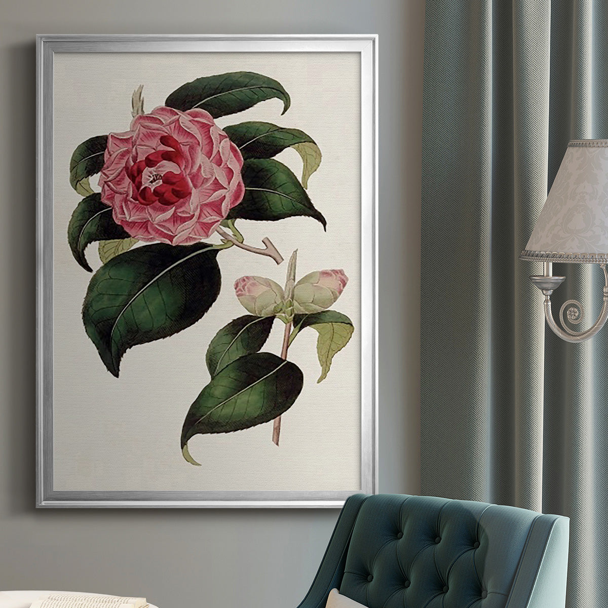 Pink Floral Mix III - Modern Framed Canvas Print