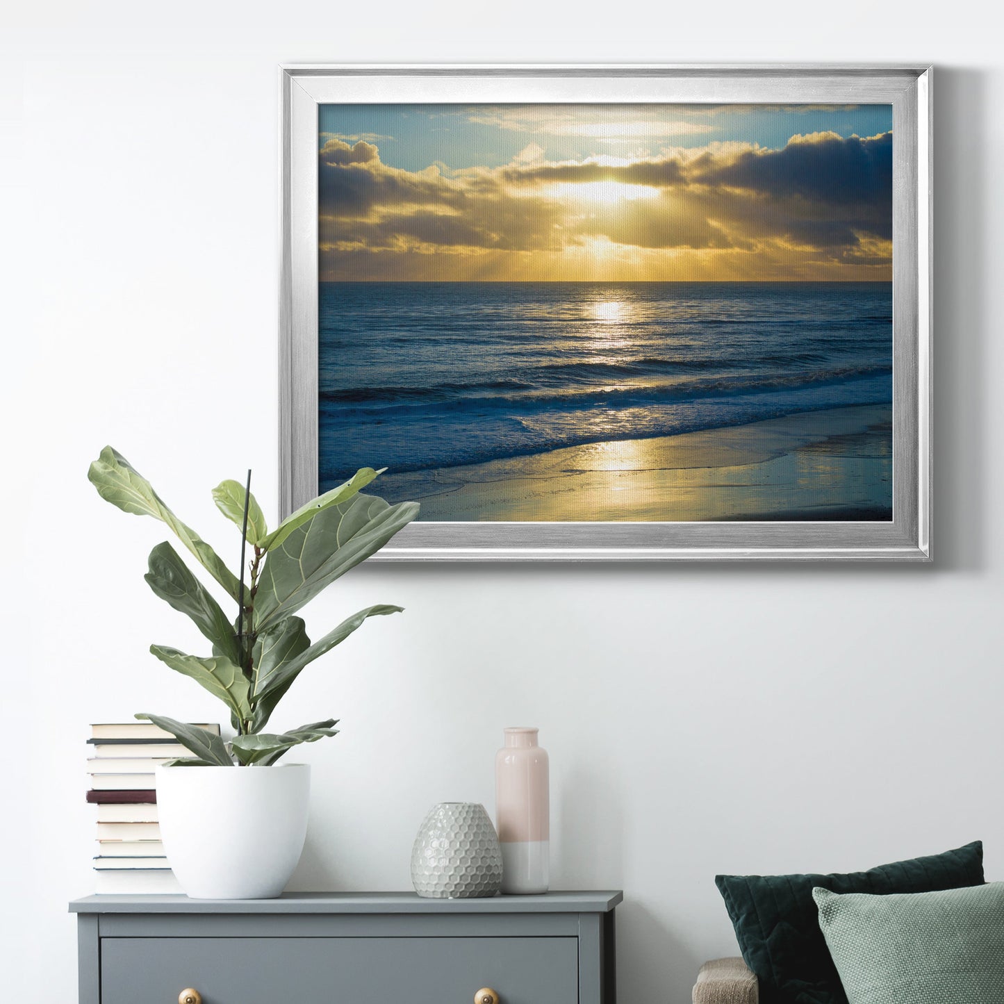 Beach Sunset Surfers Premium Classic Framed Canvas - Ready to Hang