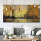 Three-panel canvas wall art featuring quiet river branch landscape, displayed in a modern living room above seating.