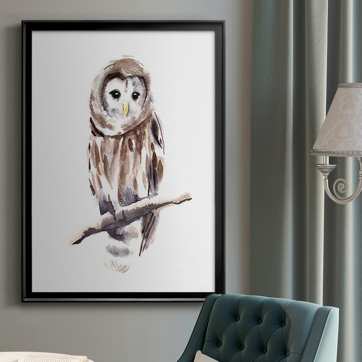 Barred Owl Impressions I - Modern Framed Canvas Print