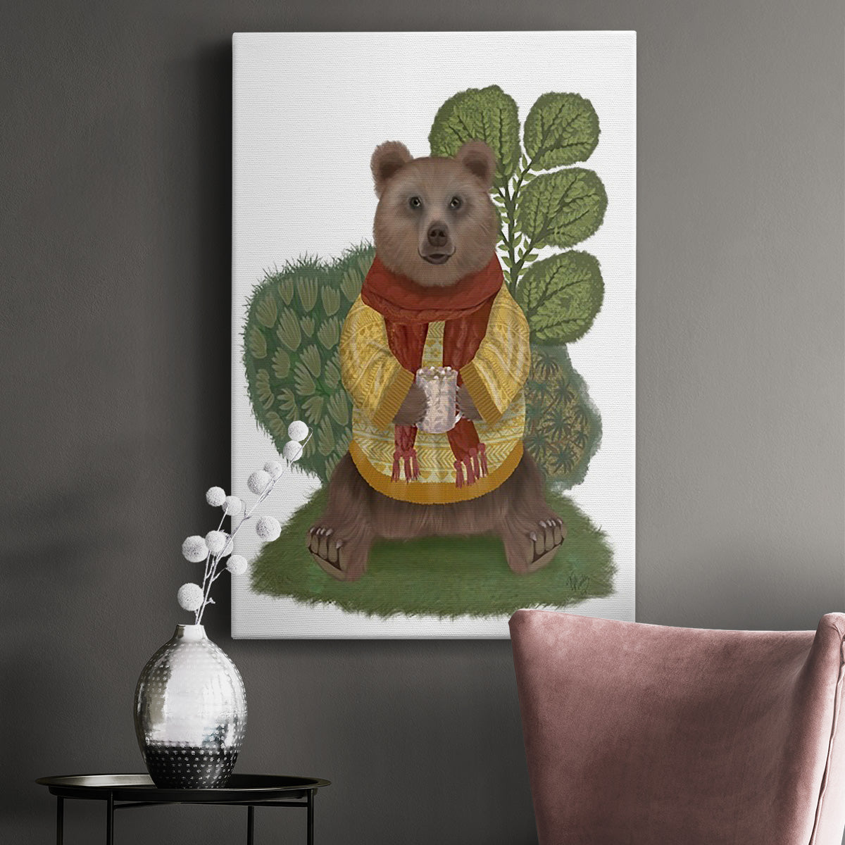 Hot Chocolate Bear - Canvas Art Print