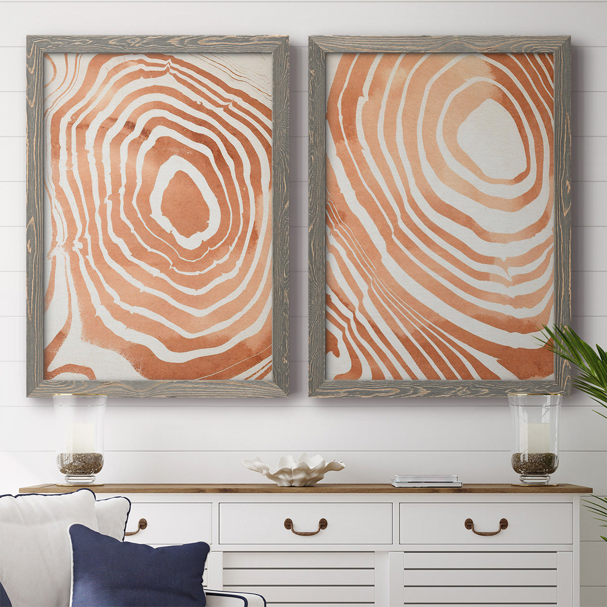 Wood Grain Suminagashi III - Premium Framed Canvas 2 Piece Set - Ready to Hang