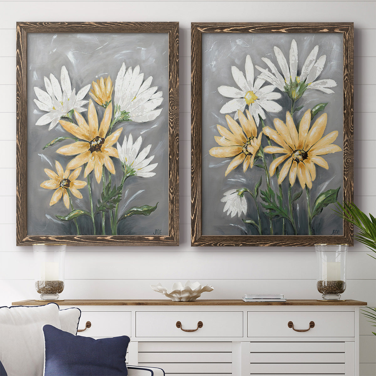 Summer Daisies I - Premium Framed Canvas 2 Piece Set - Ready to Hang