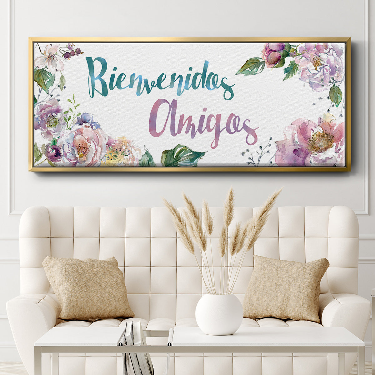 Bienvenidos Amigos - Floater Framed Canvas Print