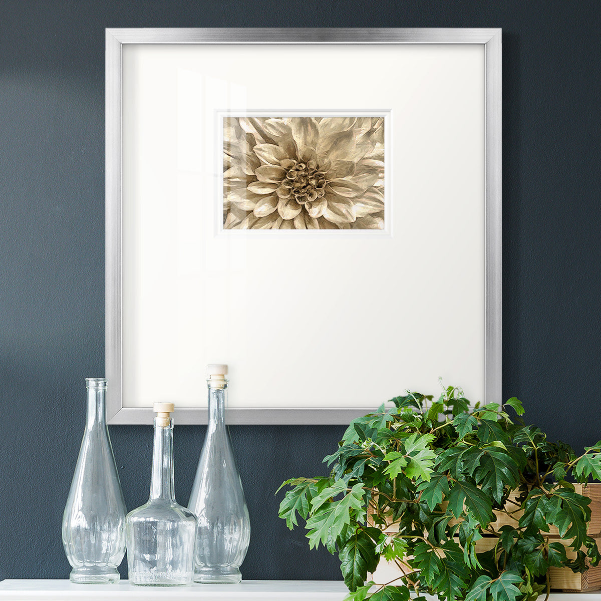 Neutral Wall Flower I Premium Framed Print Double Matboard