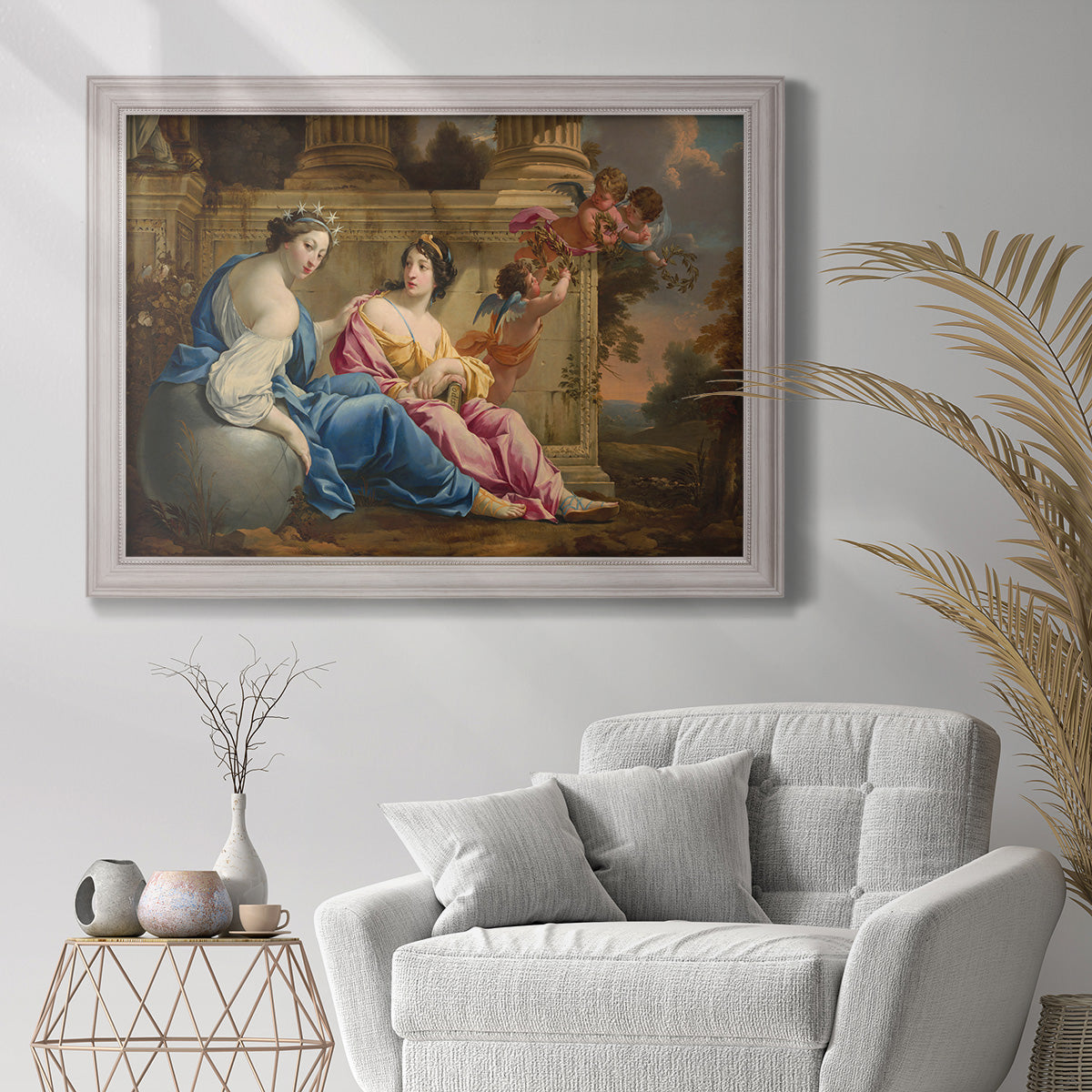 The Muses Urania and Calliope - Ornate Framed Canvas Print