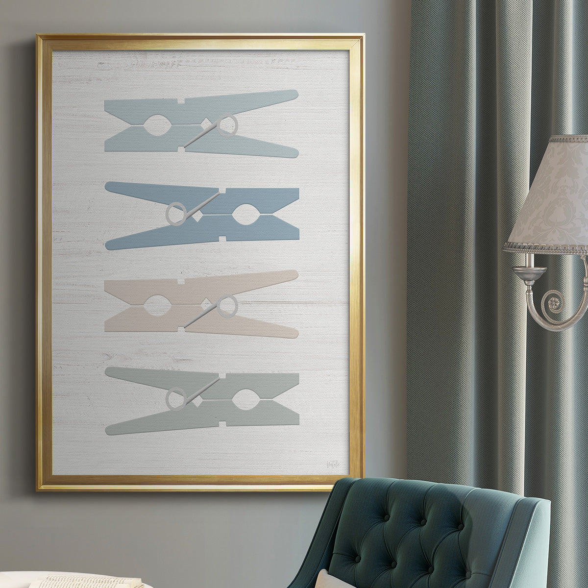 Laundry Pins - Modern Framed Canvas Print