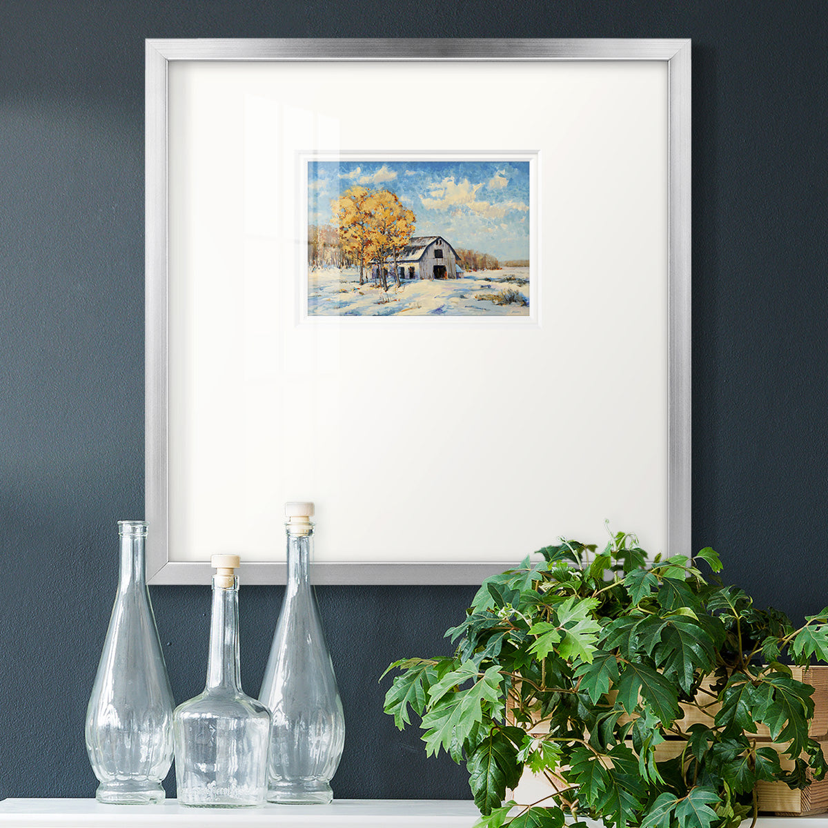 Autumn Barn- Premium Framed Print Double Matboard