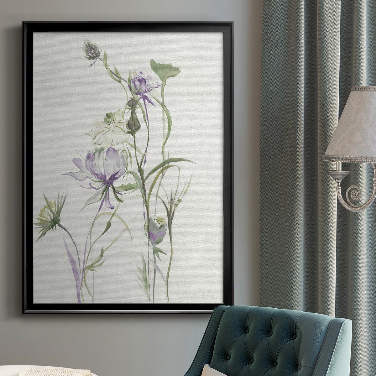 Late Summer Wildflowers II - Modern Framed Canvas Print