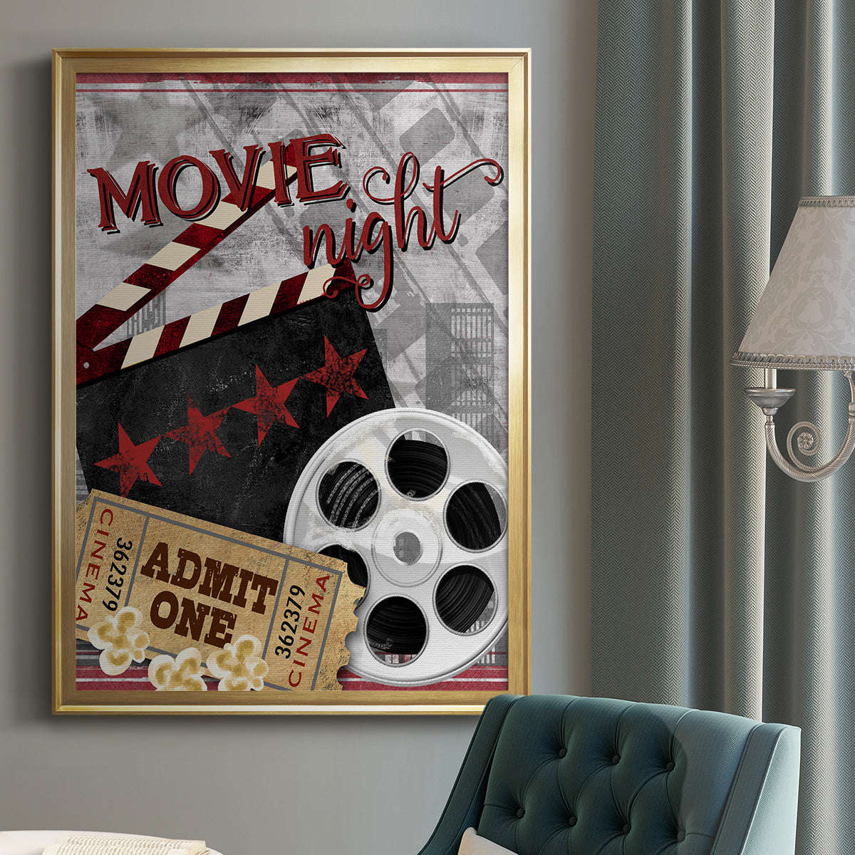 Movie Night II - Modern Framed Canvas Print