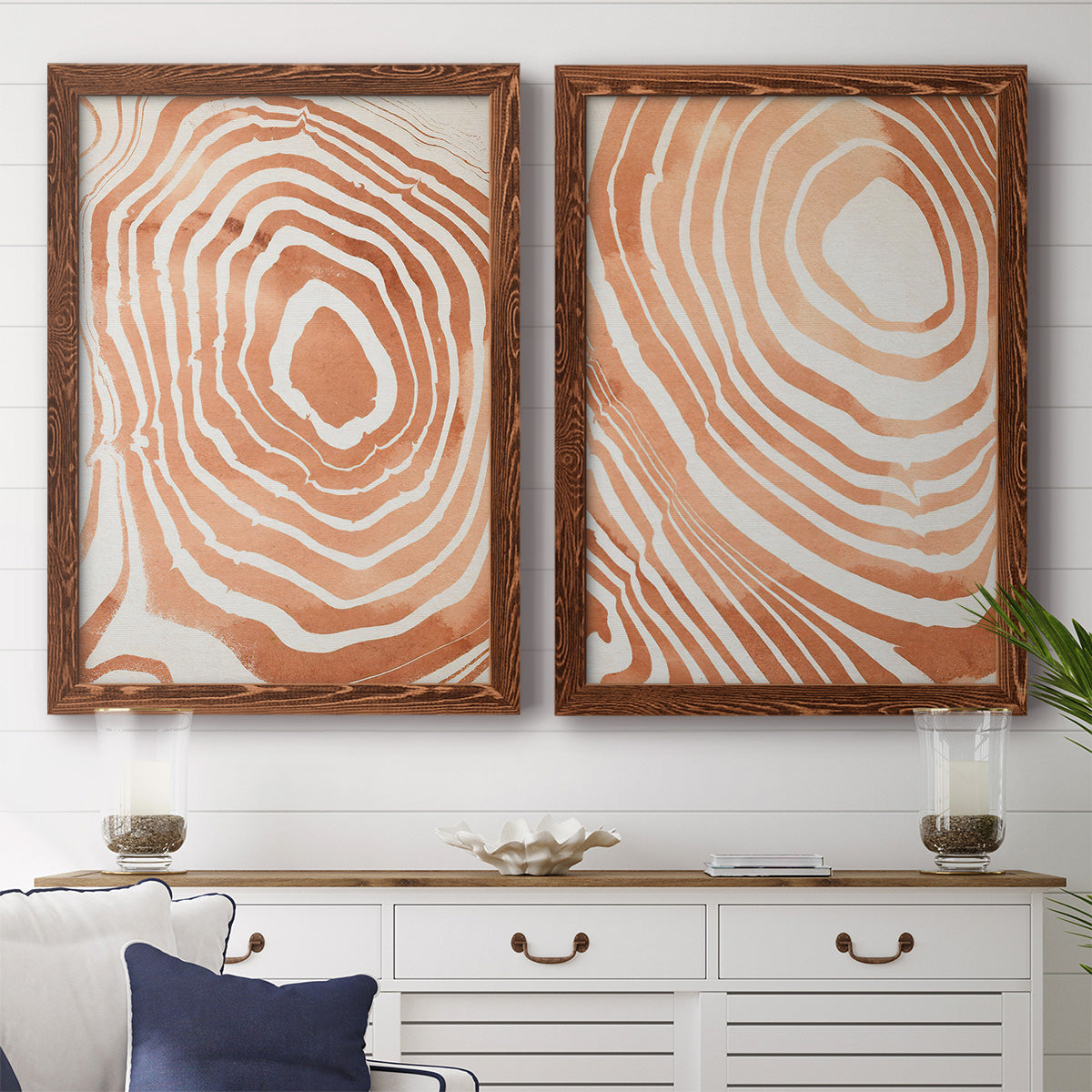 Wood Grain Suminagashi III - Premium Framed Canvas 2 Piece Set - Ready to Hang