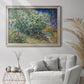 Impressionist lilac flower painting by Vincent van Gogh in an ornate champagne frame displayed in a bright interior setting.