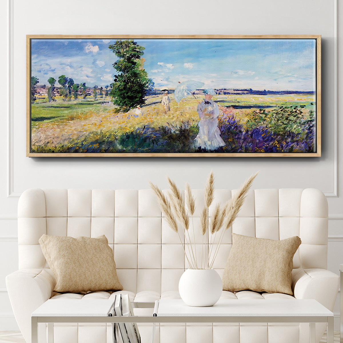 The Promenade, Argenteuil, 1875 - Floater Framed Canvas Print