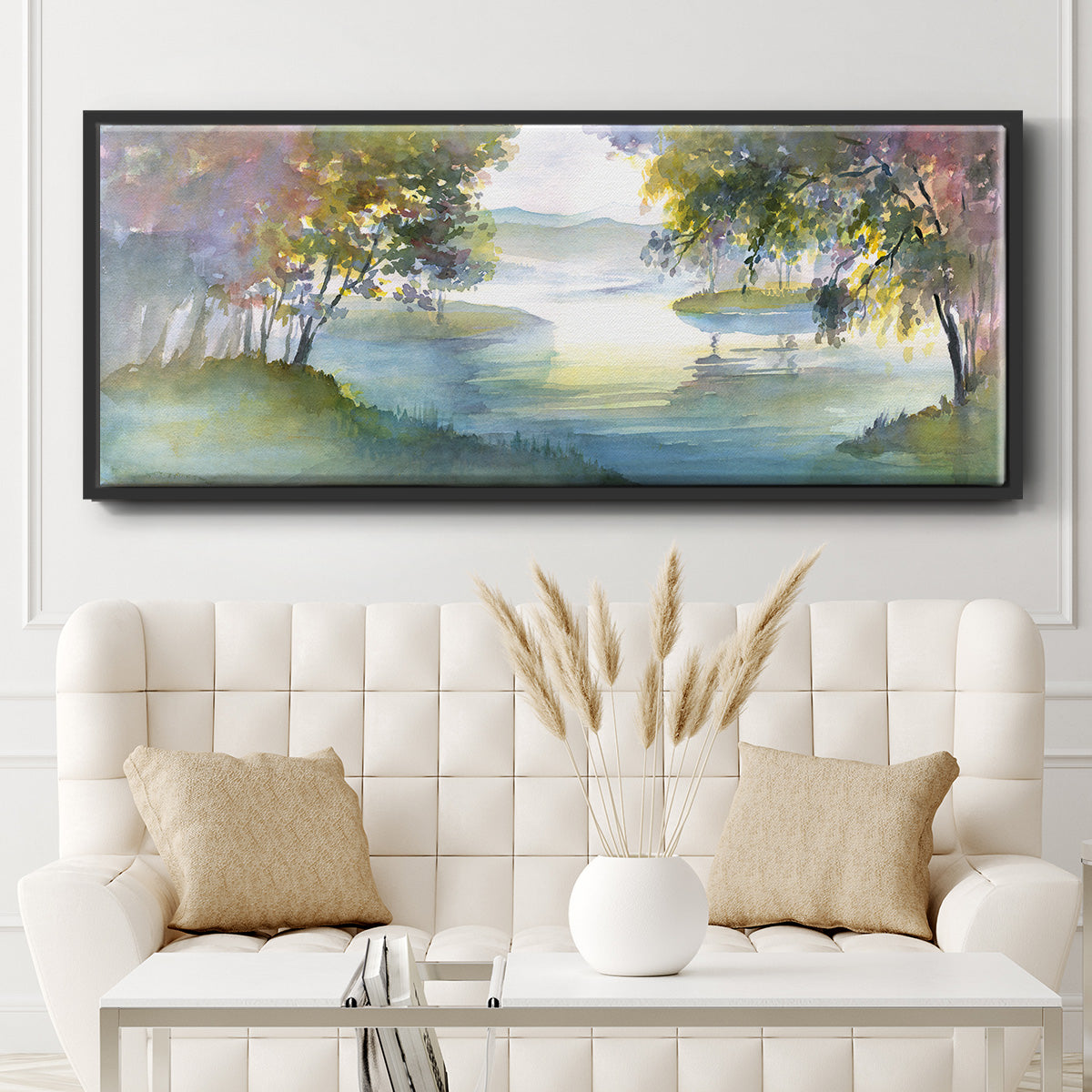 Meandering Lake I - Floater Framed Canvas Print
