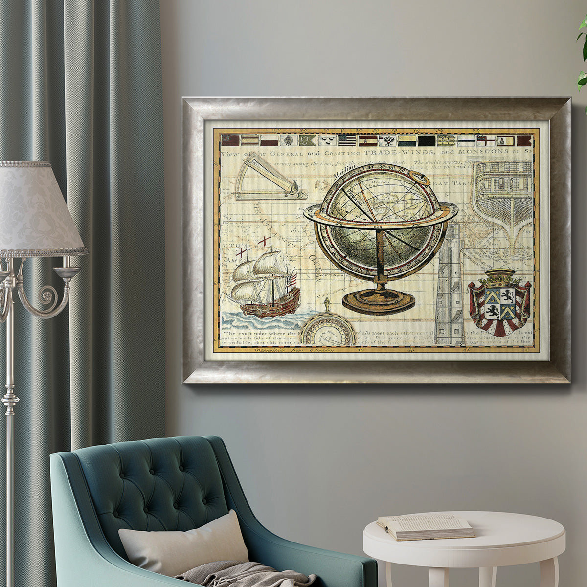 Nautical Map II Premium Framed Canvas- Ready to Hang