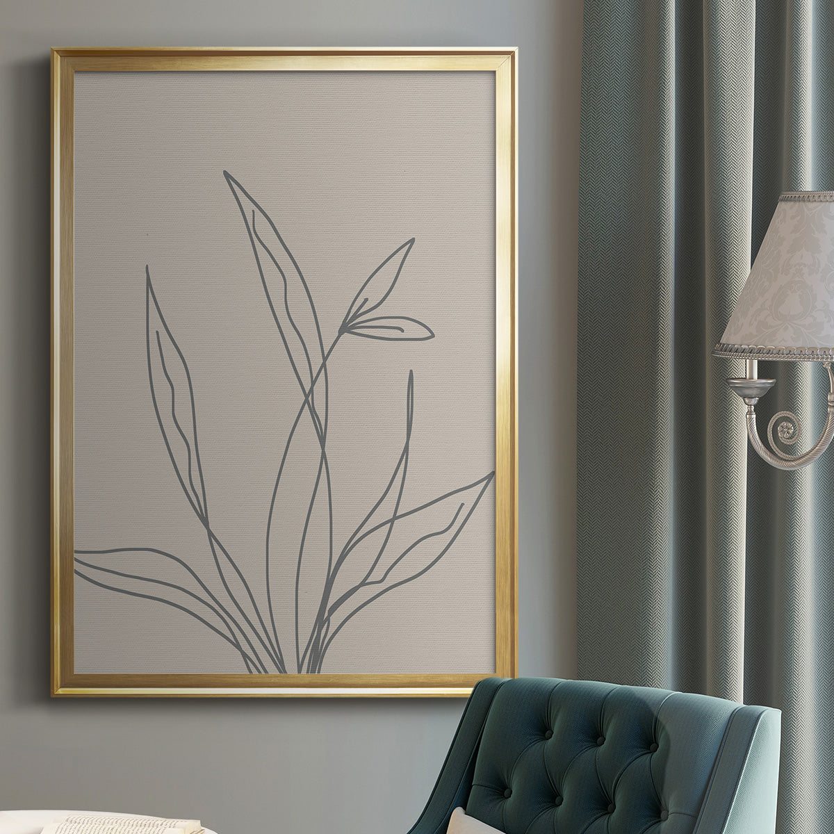 Neutral Lines II - Modern Framed Canvas Print