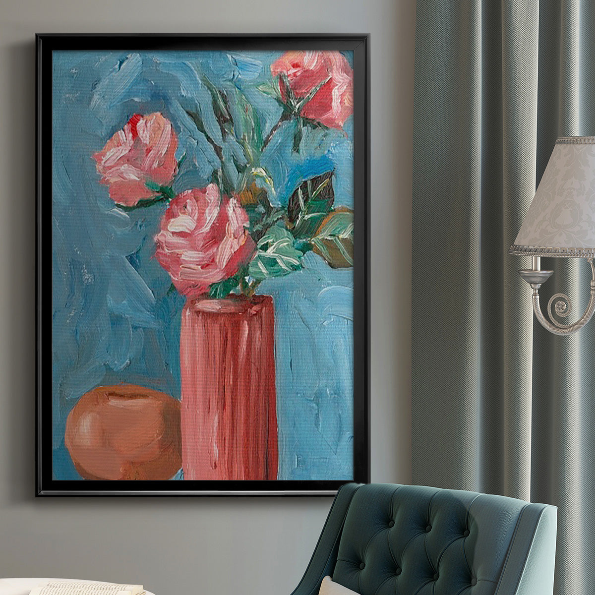 Rosa Blooms II - Modern Framed Canvas Print