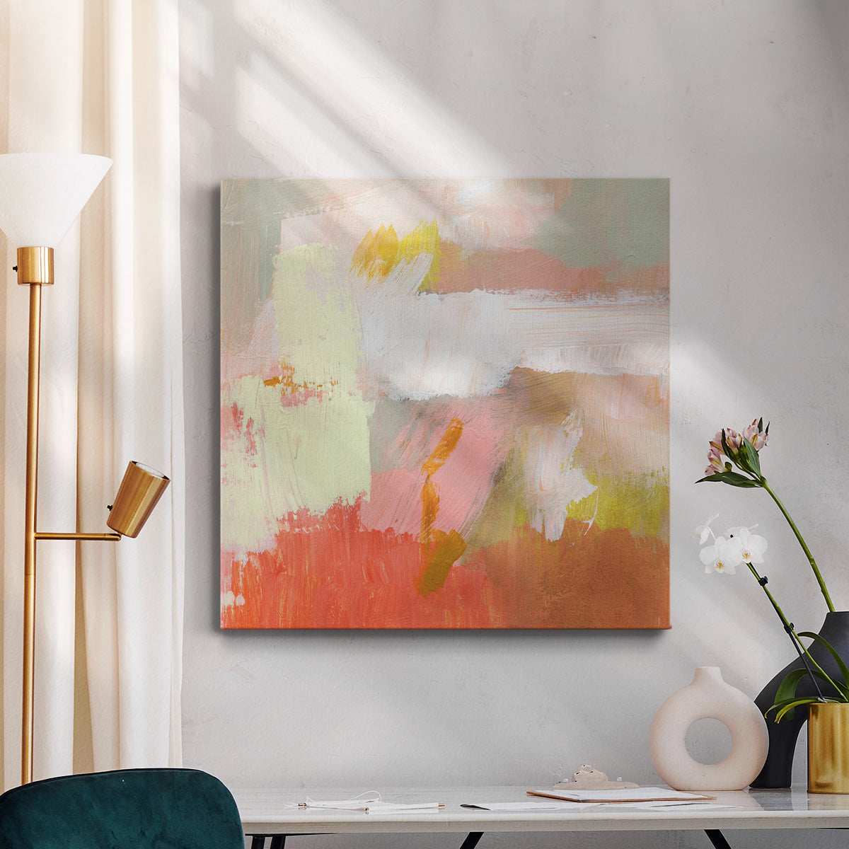 Yellow and Blush II-Premium Gallery Wrapped Canvas - Ready to Hang