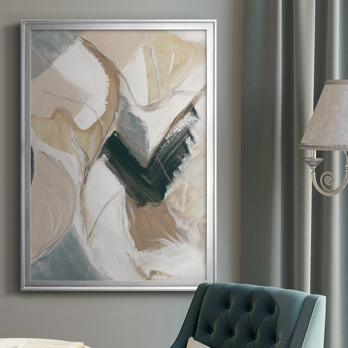 Marble Lines II - Modern Framed Canvas Print