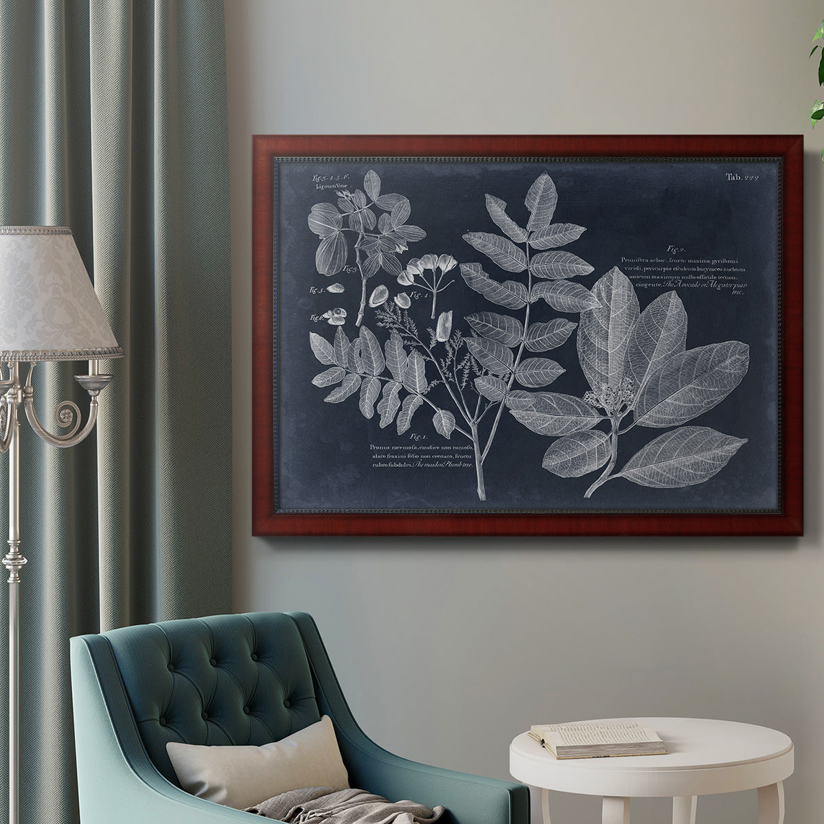 Foliage on Navy V Premium Framed Canvas- Ready to Hang