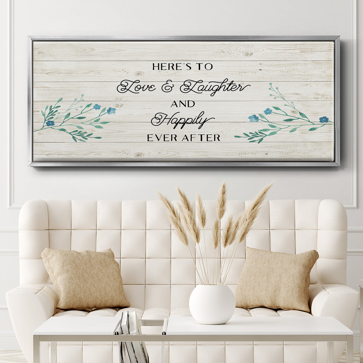 Floral Happily - Floater Framed Canvas Print