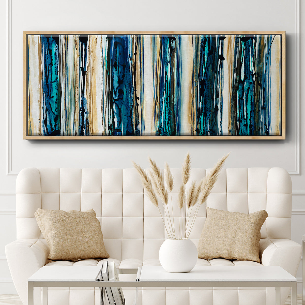 Blue Streaks - Floater Framed Canvas Print