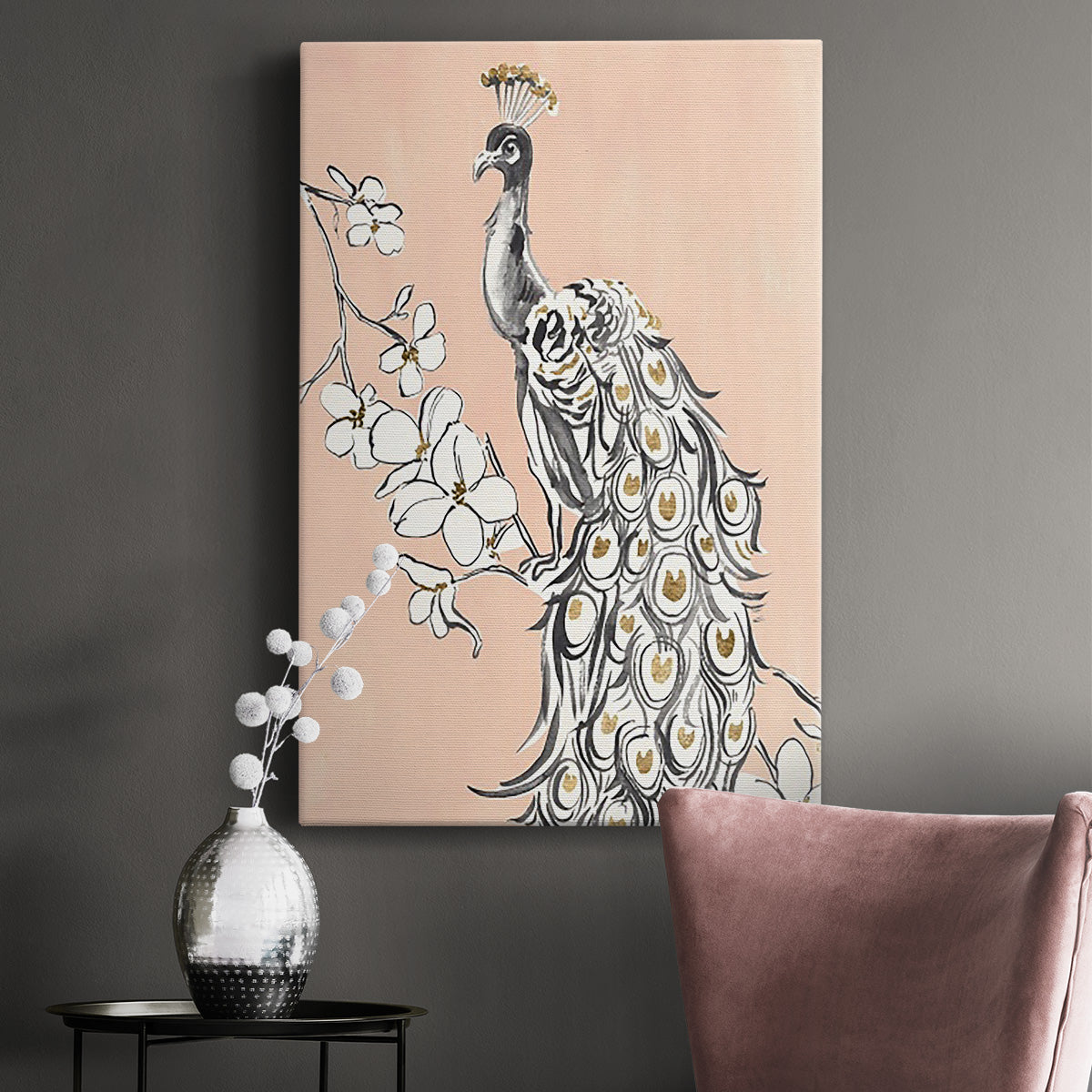 Peacock in Gold II - Canvas Art Print