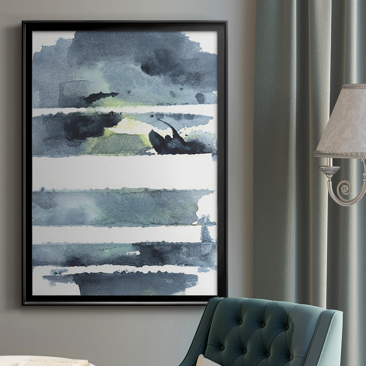 Blue Memories I - Modern Framed Canvas Print