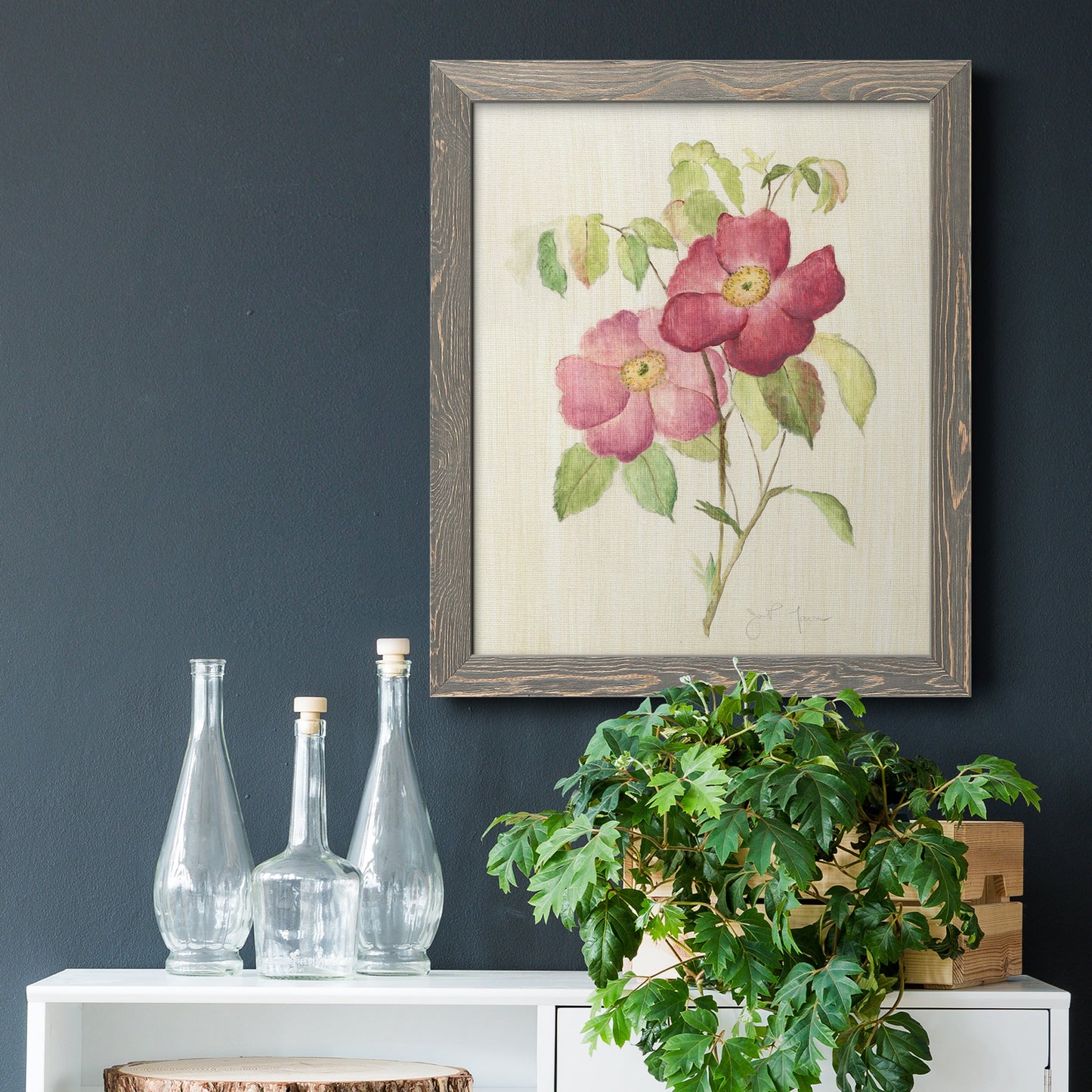 Dusty Rose II - Premium Canvas Framed in Barnwood - Ready to Hang