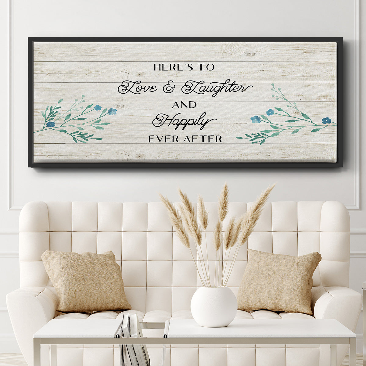 Floral Happily - Floater Framed Canvas Print